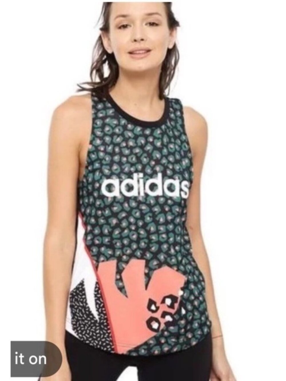 Adidas FARM Rio Racerback Tank Womens 2XL Green Black Animal Print Activewear